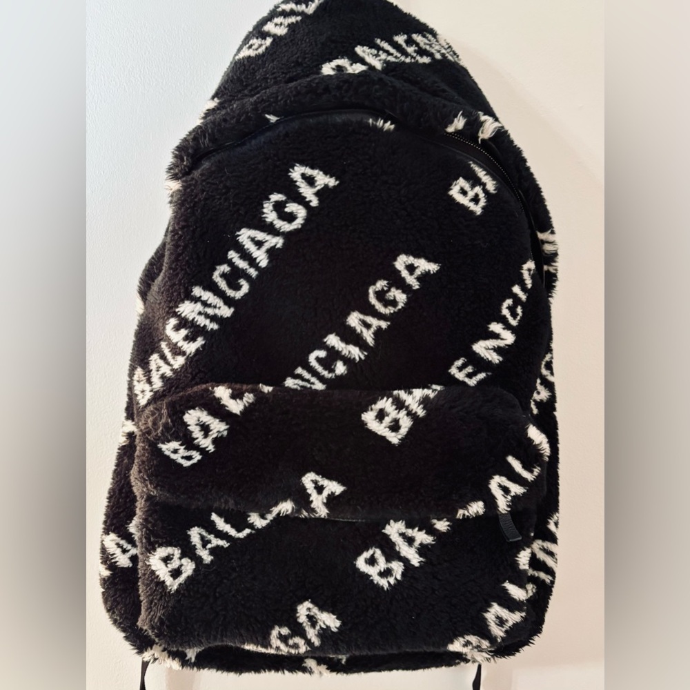 Balenciaga Monochrome Faux fur  Backpack size large